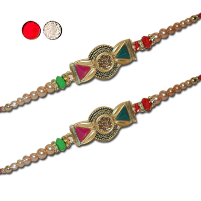 "Zardosi Rakhi - ZR-5450 A-code -081 (2 RAKHIS) - Click here to View more details about this Product